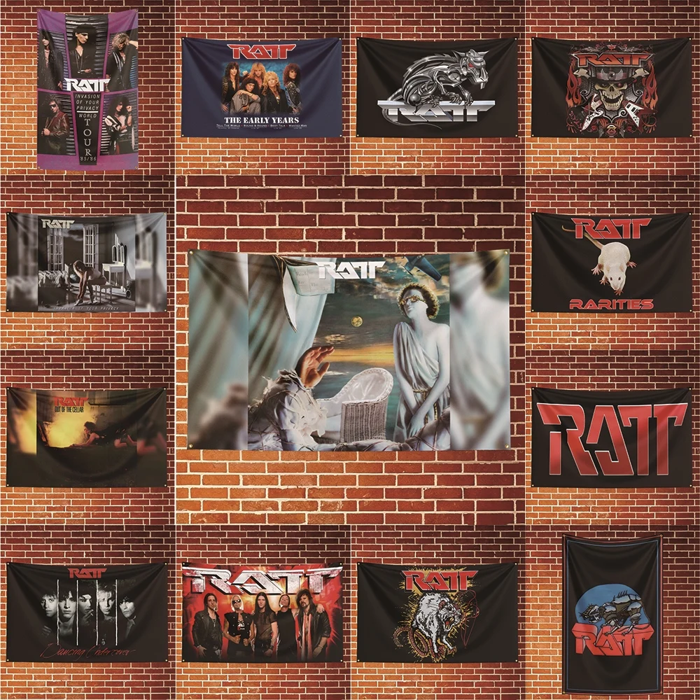 RATT Music Flag Banner For Fan Cave Watch Party Tailgate Gathering Indoor Outdoor Backyard Home Festival Ornament Supply