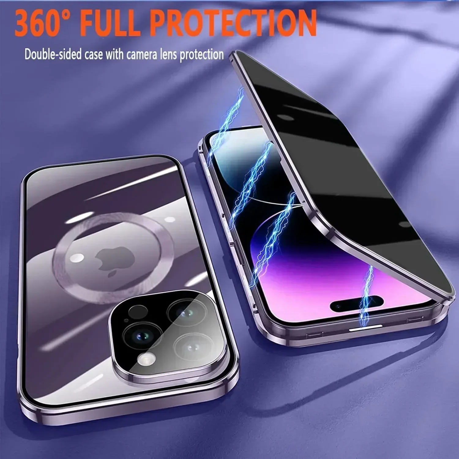 حافظة خصوصية لهاتف آيفون 16e 15 14 13 Pro Max مناسبة لواقي الشاشة المعدني Magsafe مع حافظة حماية عدسة الكاميرا #5