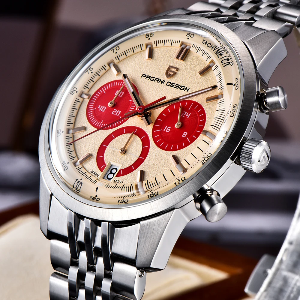 PAGANI DESIGN New VK63 Quartz Watch 41mm Men Wristwatch Chronograph Stainless Steel Waterproof Clock Top Brand Gift Watches Mens view 4