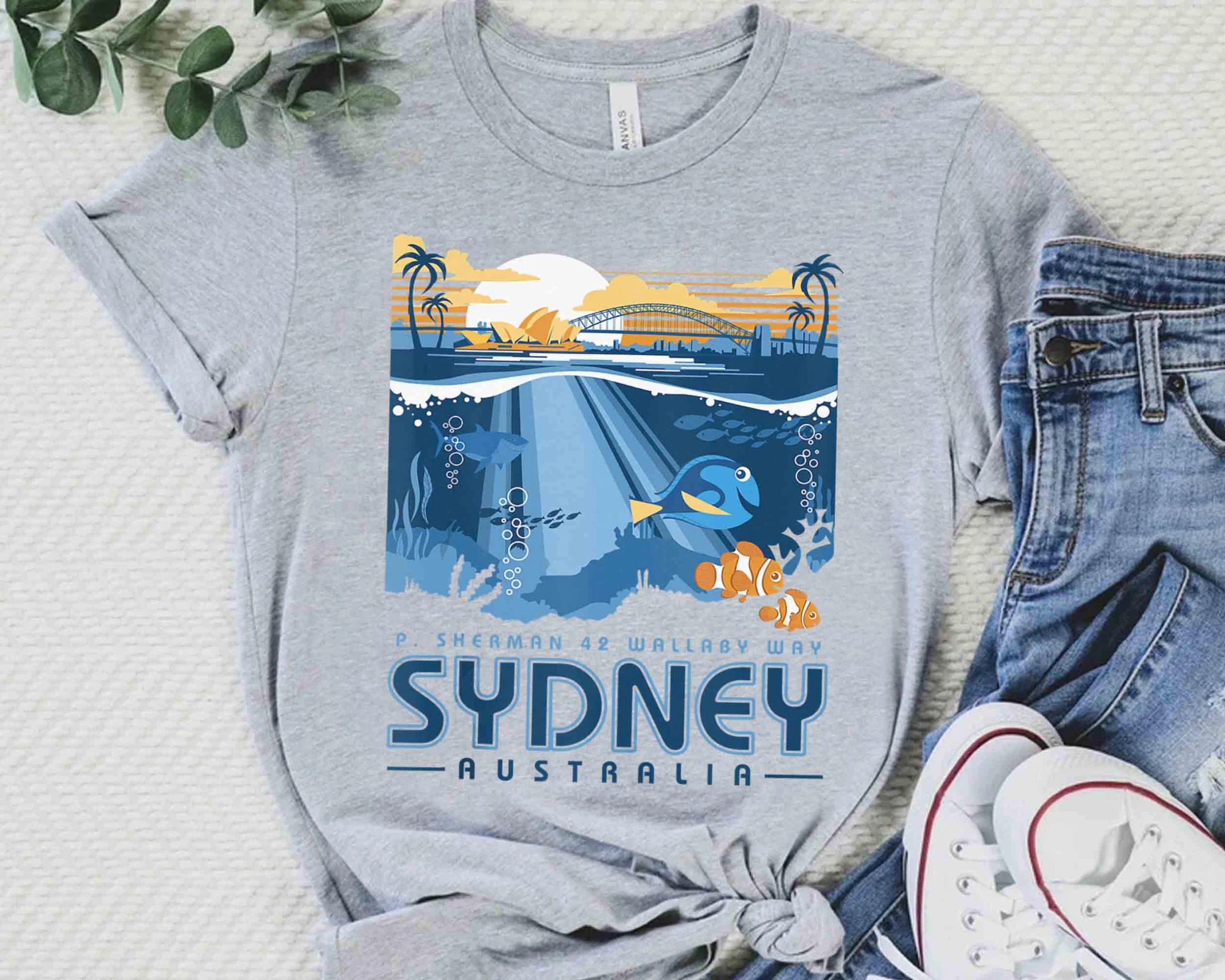 ديزني بيكسار العثور على نيمو P. شيرمان وابي 42 تي شيرت سيدني الأسترالي ، قميص دوللي مارين المطلي هدية العطلة ديزني #6