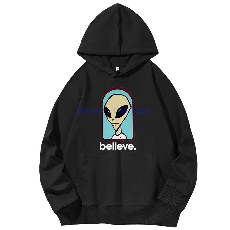 Funny Alien Graphic Hooded Sweatshirts Workshop Believe Speed Way Essentials Cotton Spring Autumn Hoodie Men's Sportswear
