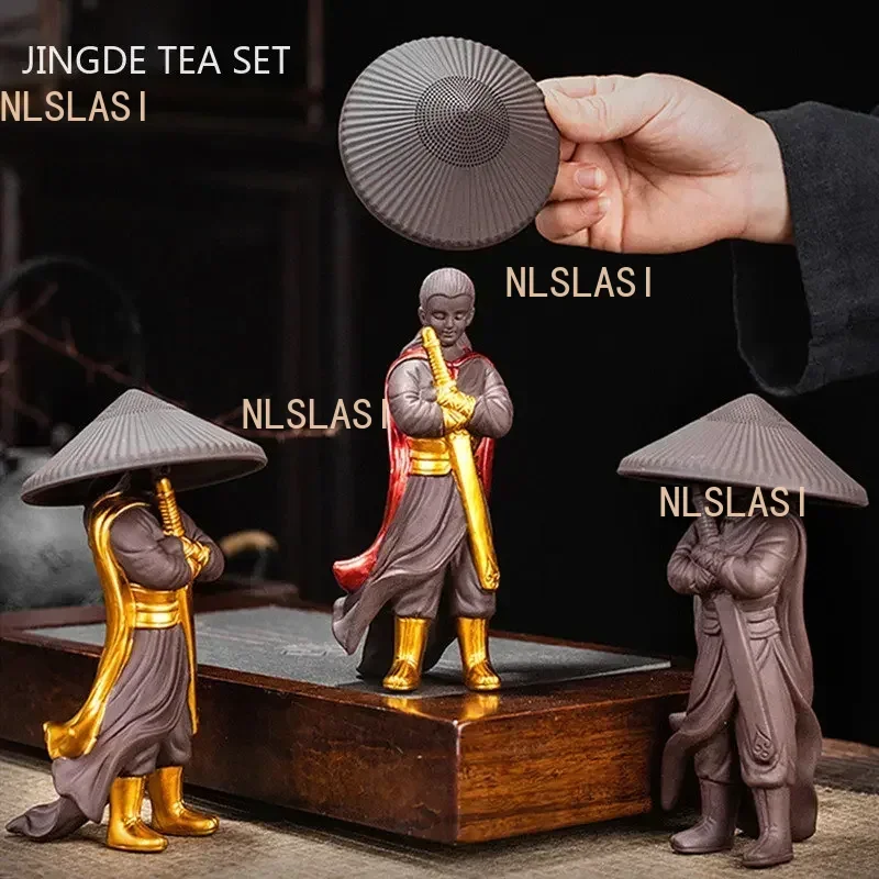 Boutique Purple Clay Tea Pet Tea Strainer Creative Figure Statue Ornaments Handmade Crafts Tea Set Decoration Accessories
