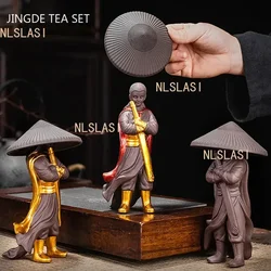 Boutique Purple Clay Tea Pet Tea Strainer Creative Figure Statue Ornaments Handmade Crafts Tea Set Decoration Accessories