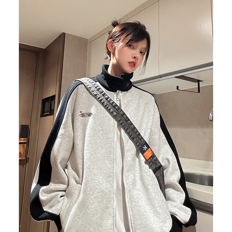 

Мужская повседневная куртка на весну-осень с воротником-стойкой, свободного кроя, от модного бренда, спортивный топ, удобная повседневная одежда на молнии