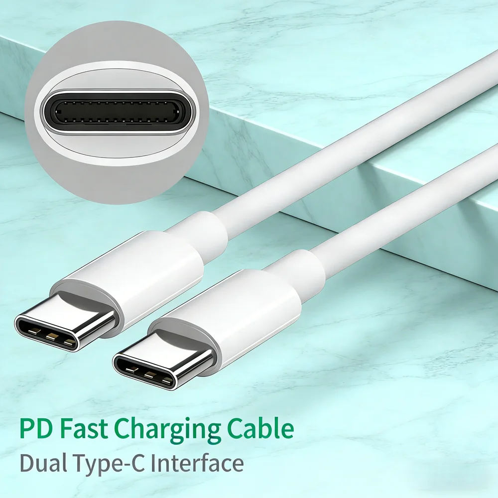 

Белый USB-кабель Type-C длиной 2 м для быстрой зарядки и передачи данных, 1 шт., двойной зарядный кабель Type-C для мобильных телефонов и планшетов