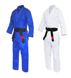 Tafon 450gsm topy 240gsm spodnie Judo Gi Martial Arts Uniform wybielacz Kimono z pojedynczym splotem z białym paskiem