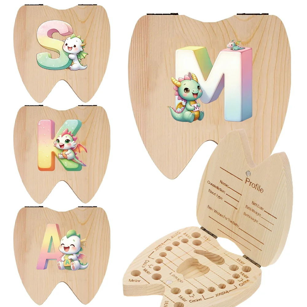 Tooth Storage Box Used To Record Fallen Teeth Essential for Preserving Teeth Cartoon Animal Initial Name 26 Letters Pattern