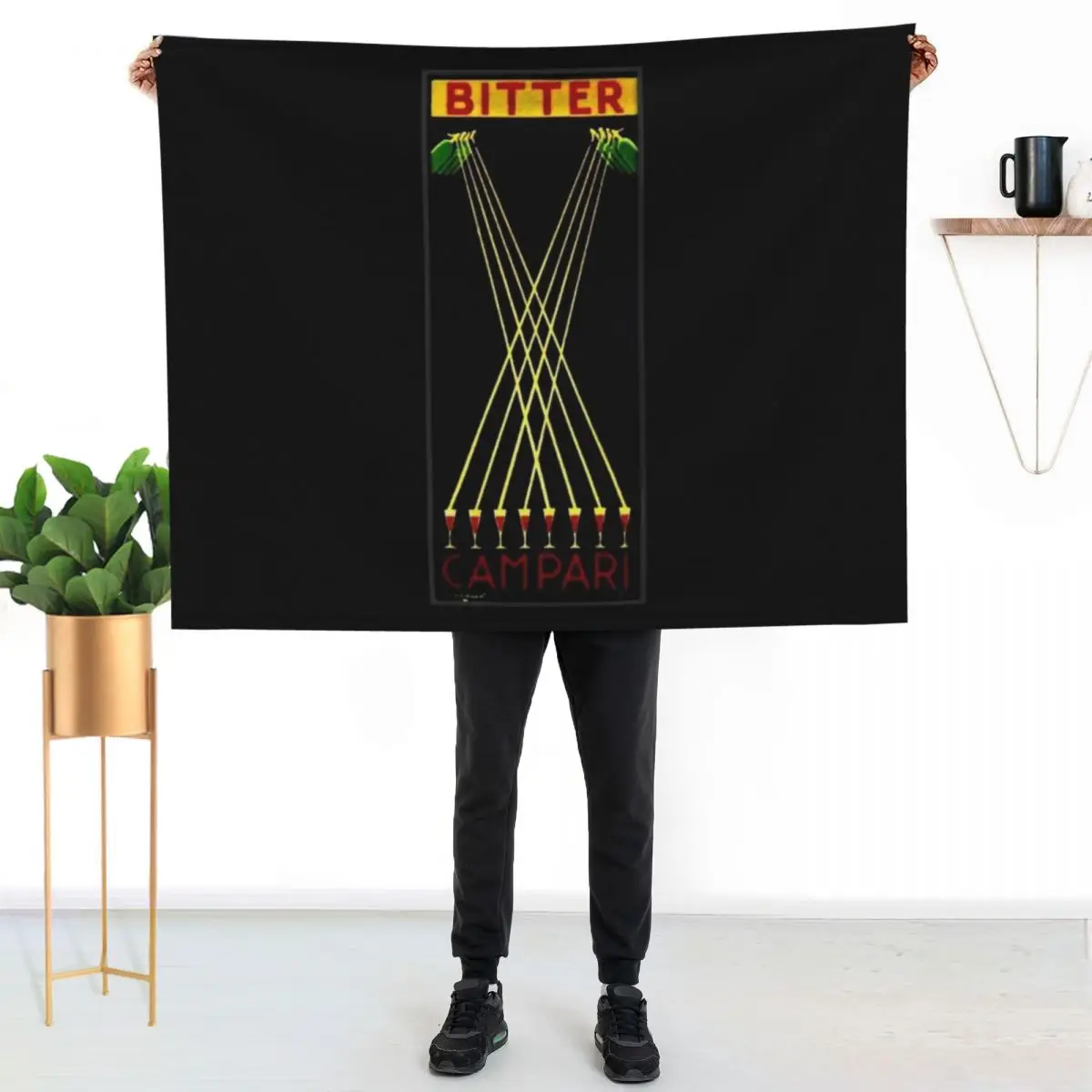 

Very Rare 1920's Bitter Campari Aperitif Lithographic Print Throw Blanket Warm Cozy Throw Blanket for Living Room Couch
