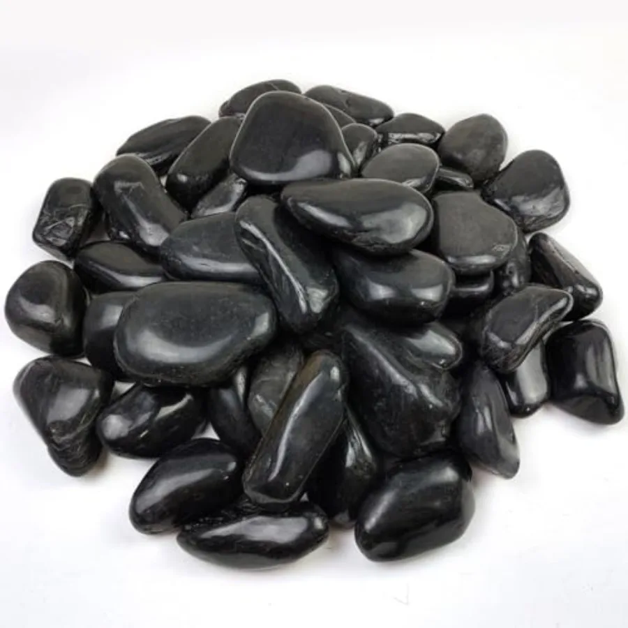 

40lbs Large River Rocks for Landscaping 3-4 Black Pebbles for Garden Design Hand-Picked Smooth Stones for Fish Tank Flower Pots