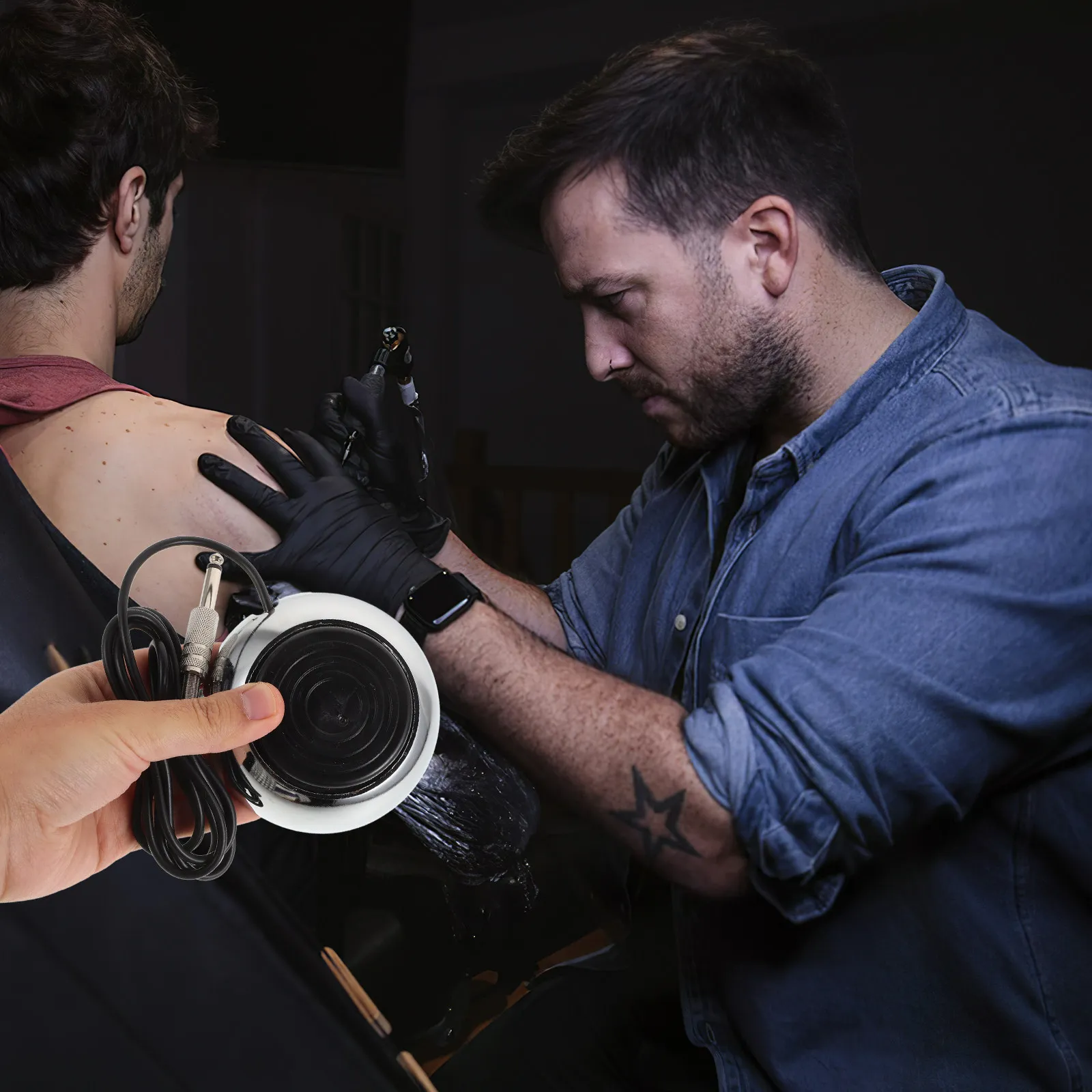 

Круглая педаль для тату-машинки из нержавеющей стали, портативный педальный переключатель с мягким проводом, стабильный выходной ток, повышенная безопасность