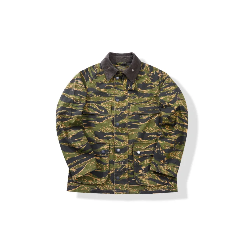 

Multi-Functional Hunting Workwear Style Men's Camouflage Jacket with Color-Blocked Collar and Multiple Pockets Jackets Male