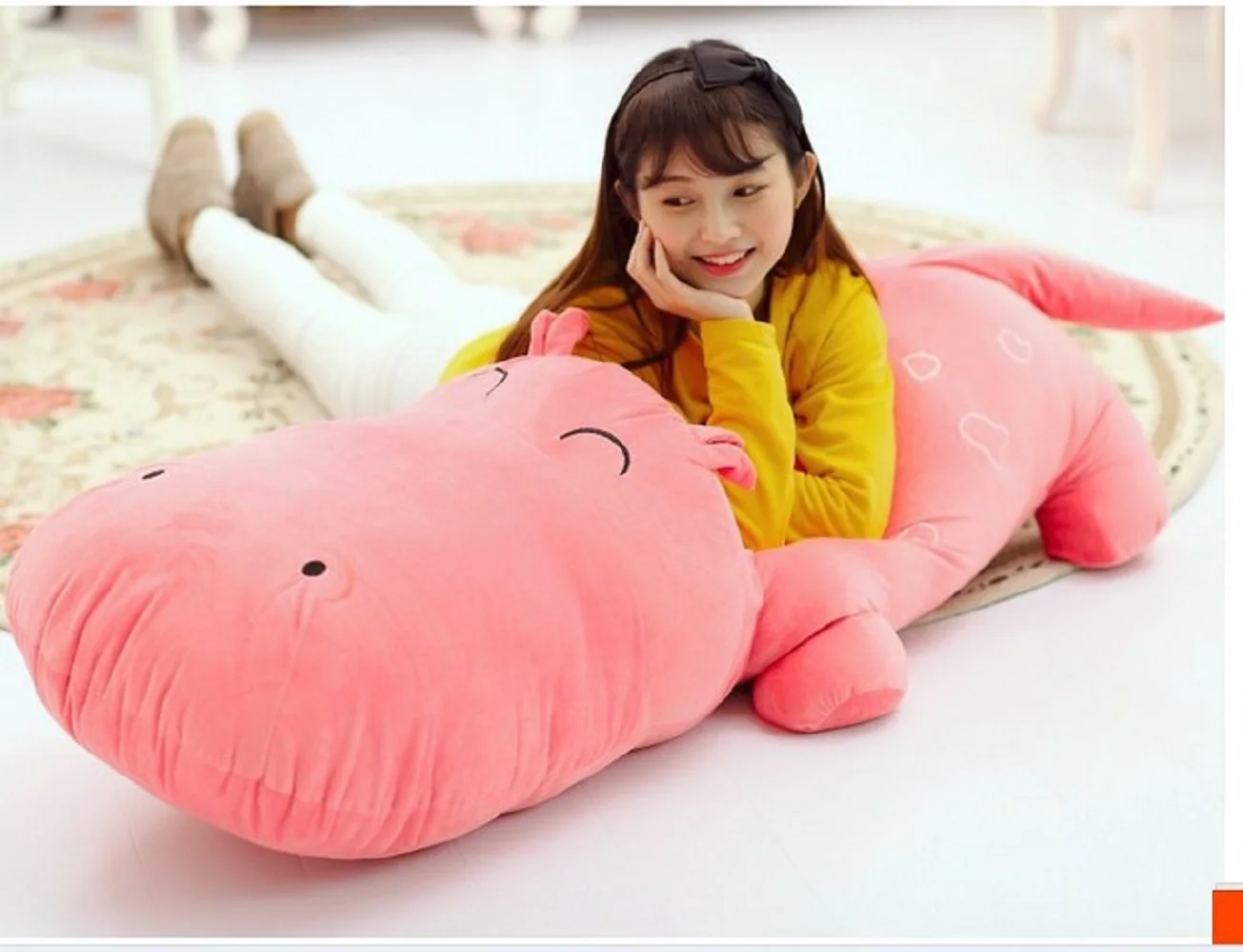 

the huge lovely hippo toy plush doll cartoon hippo doll gift toy about 160cm pink