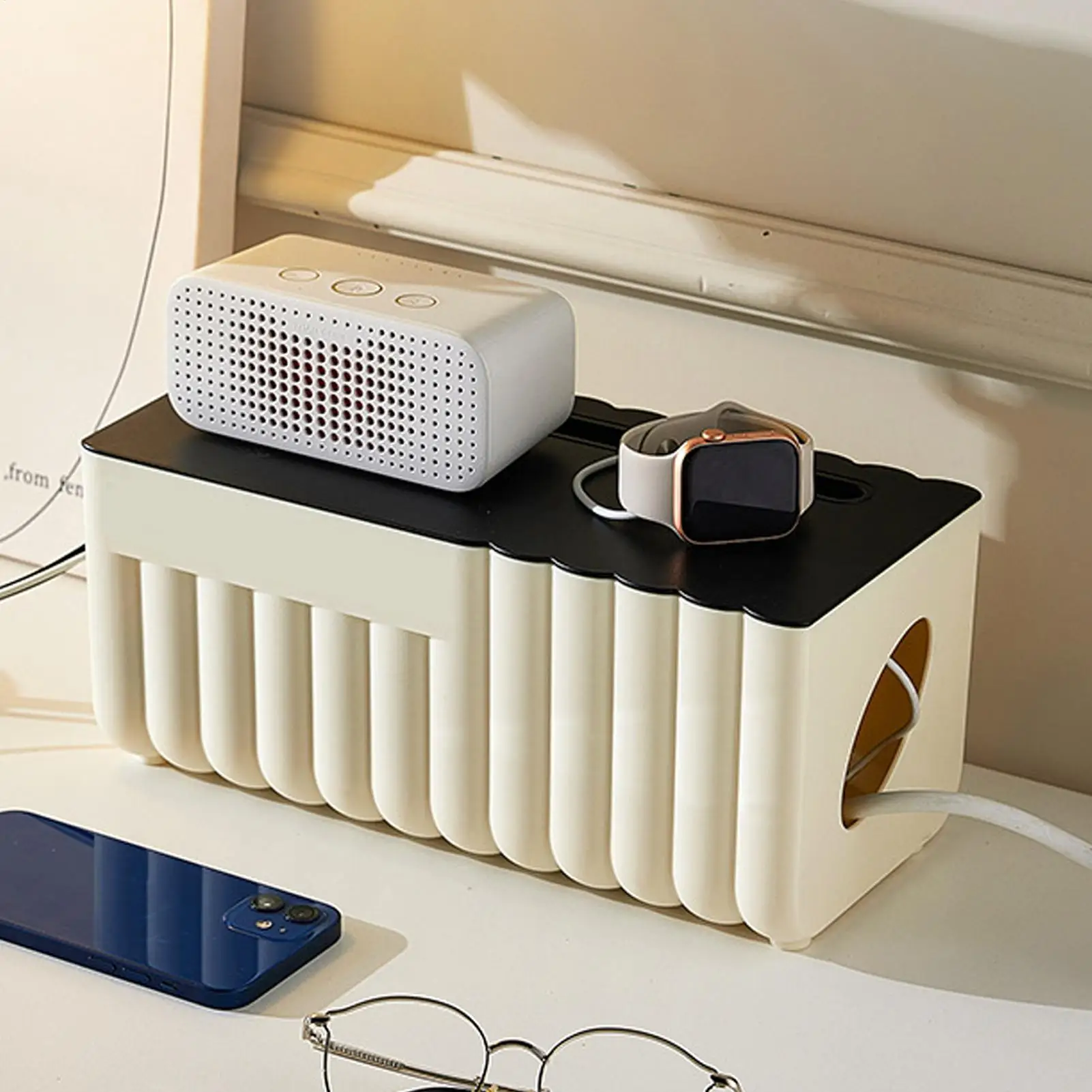 Desk Cable Management Save Space Storage Box Router Box Hider For TV Wires Computer Router Living Room Bedroom Desk Shelf Table