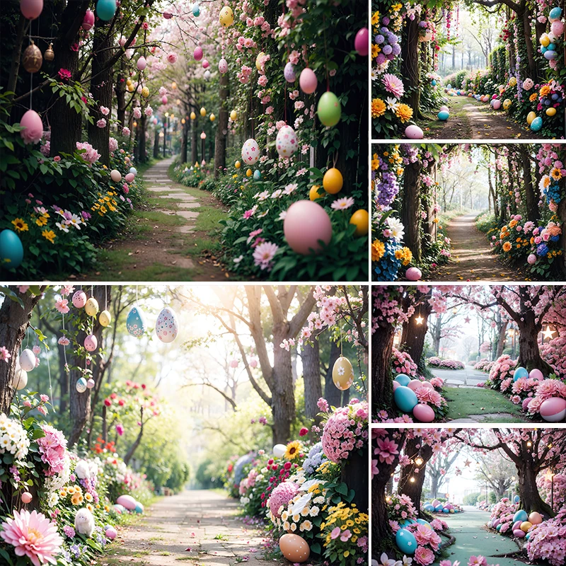 

LS Spring Floral Photography Background Country Path Forest Egg Decor Baby Shower Child Adult Portrait Photo Backdrop Studio