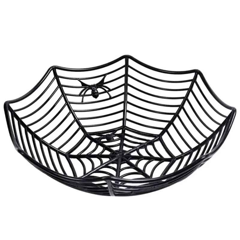 

Halloween Black Spider Web Bowl Candy Basket Biscuit Packaging Fruit Plate Trick or Treat Decoration