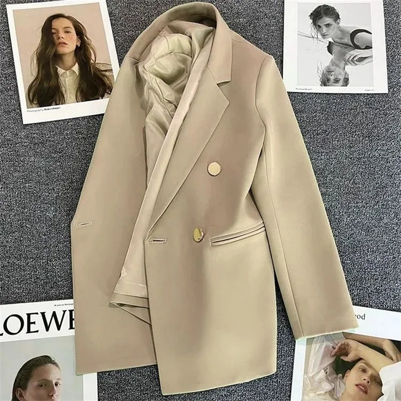 Spring Autumn High Quality Long Sleeve Female Blazer Double Button Jacket Ladies Business Work Wear Formal Coat Women Outerwea