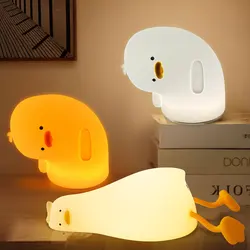 LED Night Light Cute Duck Designed Silicone Lamp USB Rechargeable Timing Bedside nightlights Room Decor Kids Baby Birthday Gift