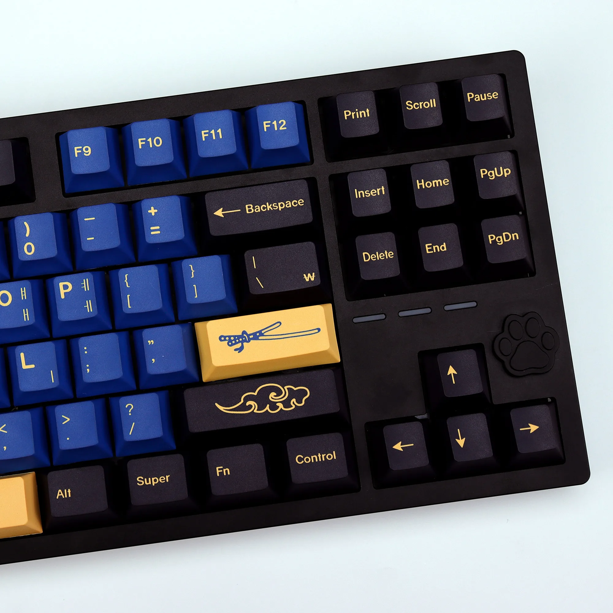 KBDiy Retro GMK Blue Samurai Keycap Korean Cherry Alice Split Space PBT Keycaps Custom For Aula F75 60 Mechanical Keyboard Gamer