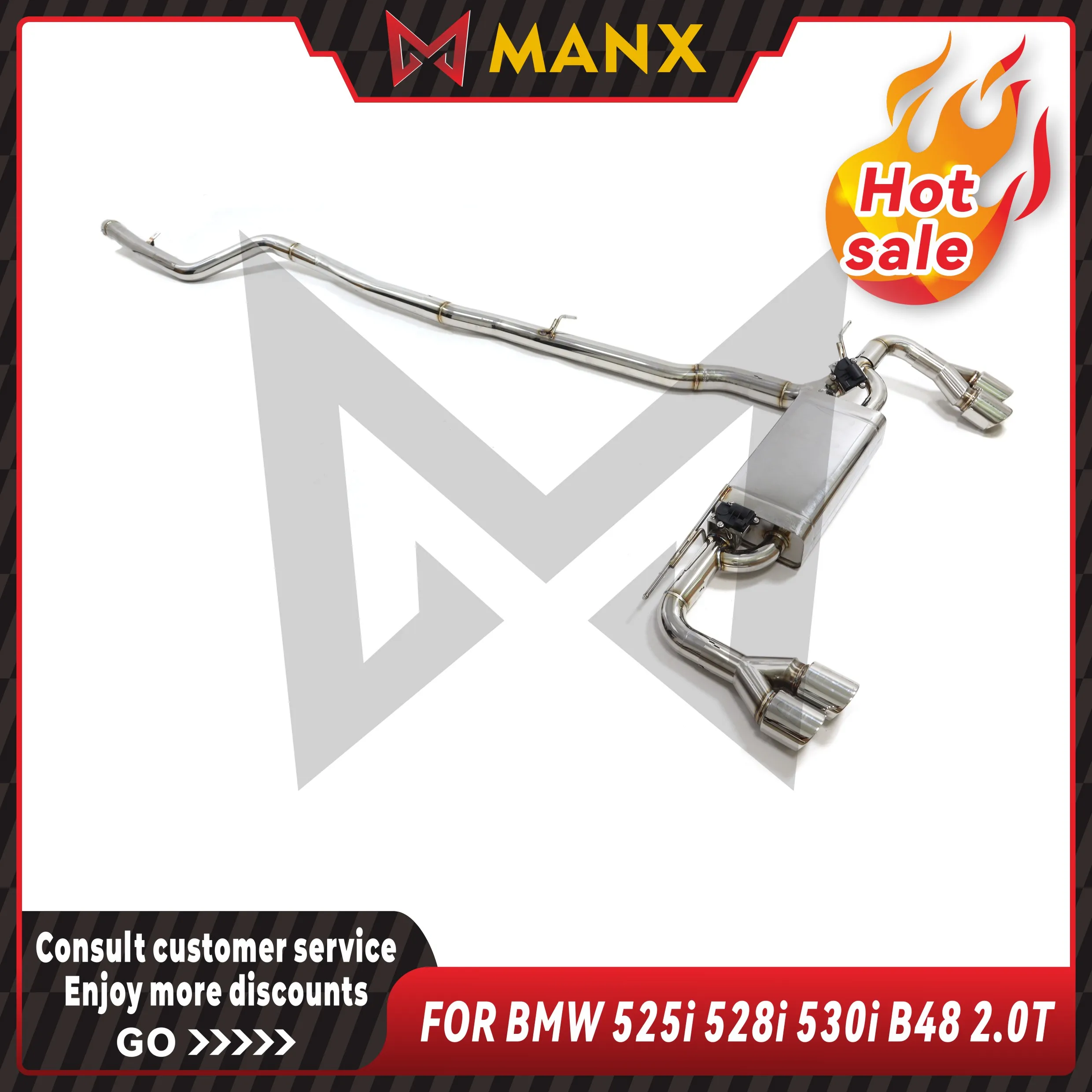 

for BMW 525i 528i 530i B48 2.0T Catback Exhaust Stainless Steel With electronic valve Performance Muffler Deep Sound Upgrade