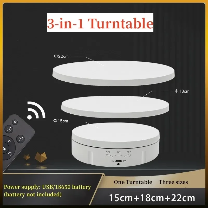 

Customizable Electric Jewelry Rotating Shooting Props Three-in-one Display Stand 360°Video Shooting Turntable,3-speed