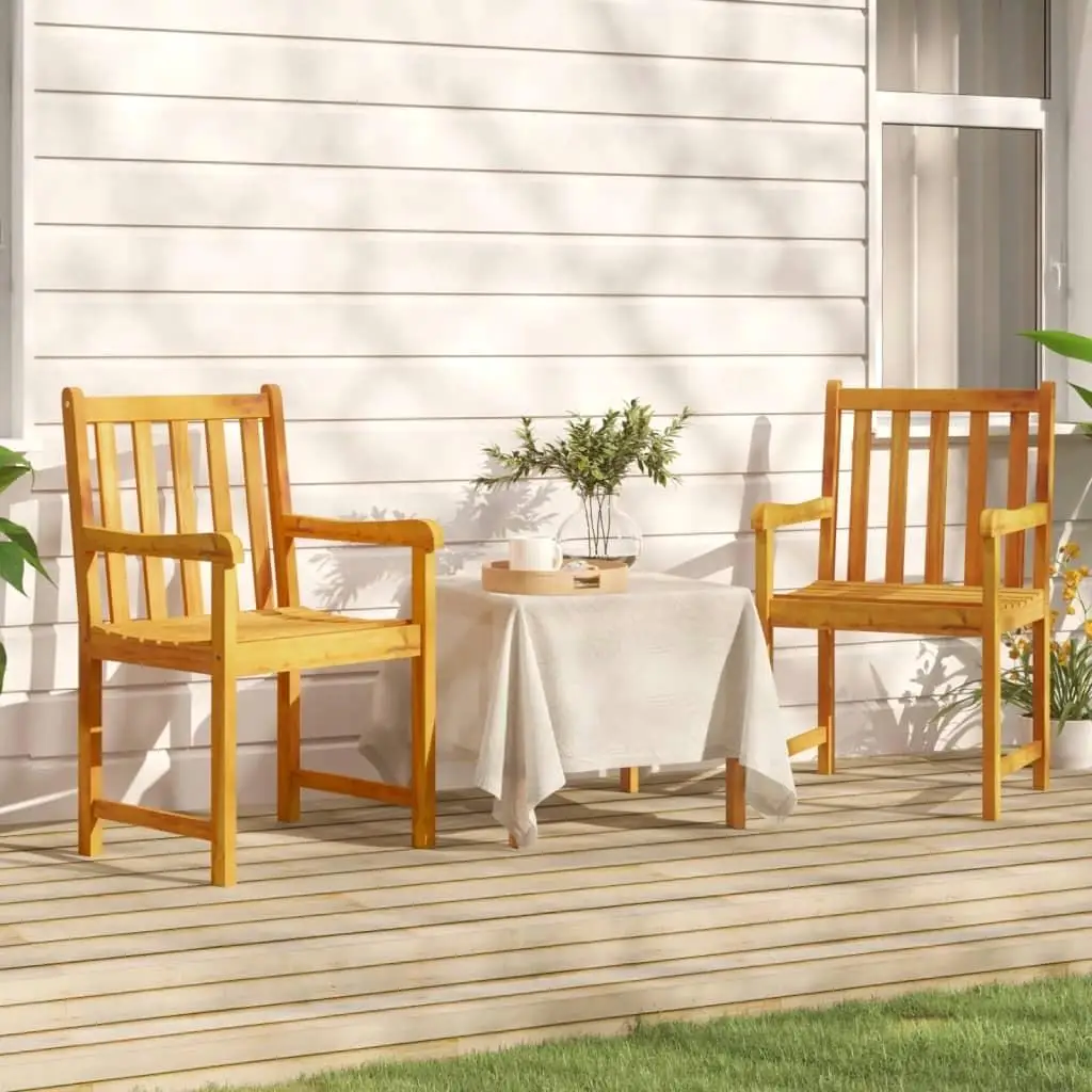 Set of 2 Solid Acacia Wood Patio Chairs - Durable Outdoor Seating for Garden & Deck