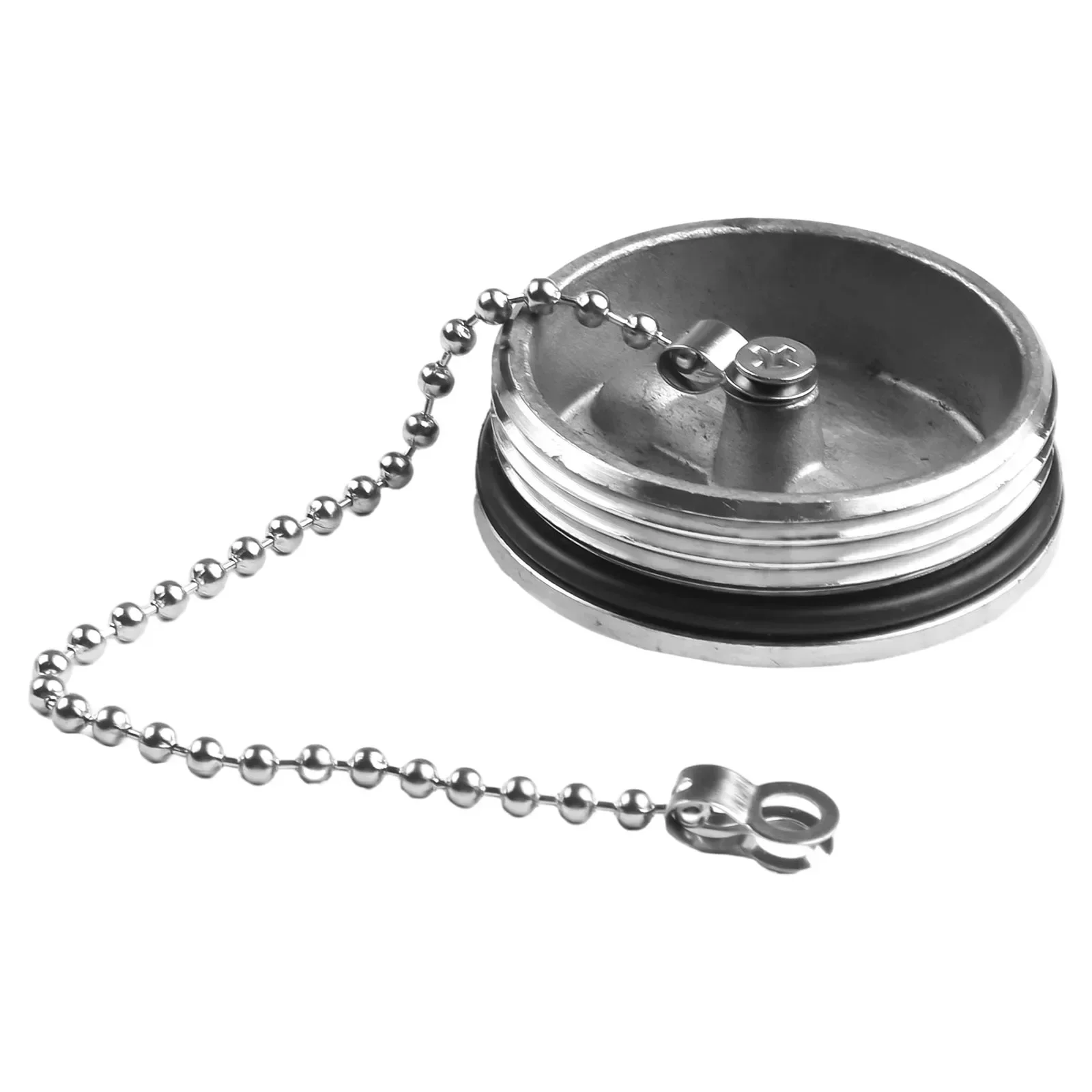 1PCS 50MM 2 Inch Fuel Gas Tank Cap With Chain Spare Yacht Replacement Hardware Silver Stainless Steel Boat Hardware Accessories