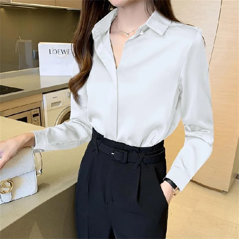 Woman Spring Autumn Style Blouses Shirts Lady Casual Long Sleeve Turn-down Collar Blusas Tops DF4846