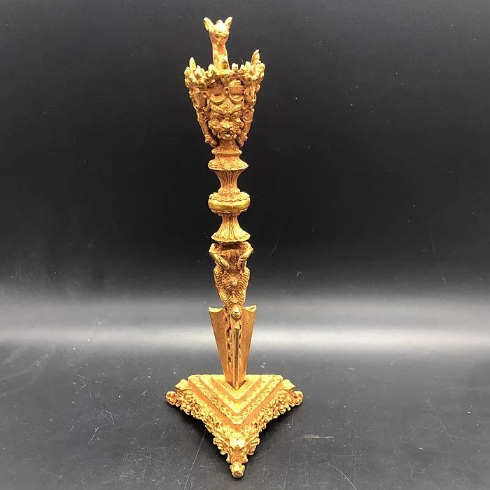 

Antique Gilded Horse Head Ming King Subduing Demon Pestle Decorative Ornament