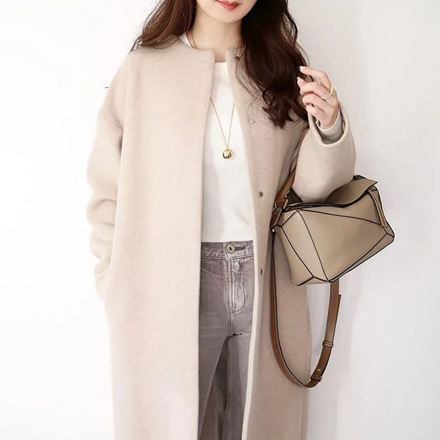 Spring New Loose Coat Female Light Ripe Wind Solid Color Medium Length Coat Top Women Coat