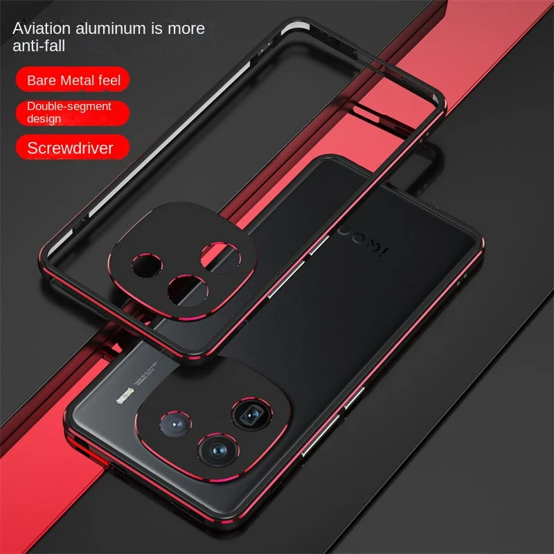 Bumper for Vivo iQOO 12 V2307A Ultra Thin Aluminum Metal Frame Case Hard Cover for iQOO 12 IQOO12 5G Metal Bumper Protector