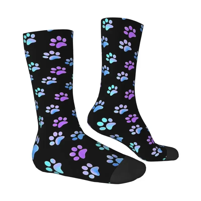 Blaue Galaxie Hunde pfote Kleid Socken Männer Frauen warme Mode Crew Socken