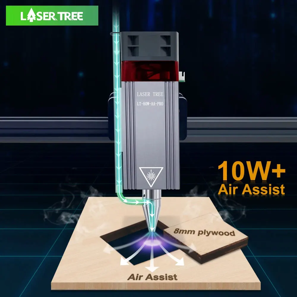 LASER TREE 10W 5W Głowica laserowa z modułem niebieskiego światła TTL Air Assist do majsterkowania Cięcie laserowe Grawerowanie Maszyna Cnc Narzędzia do drewna