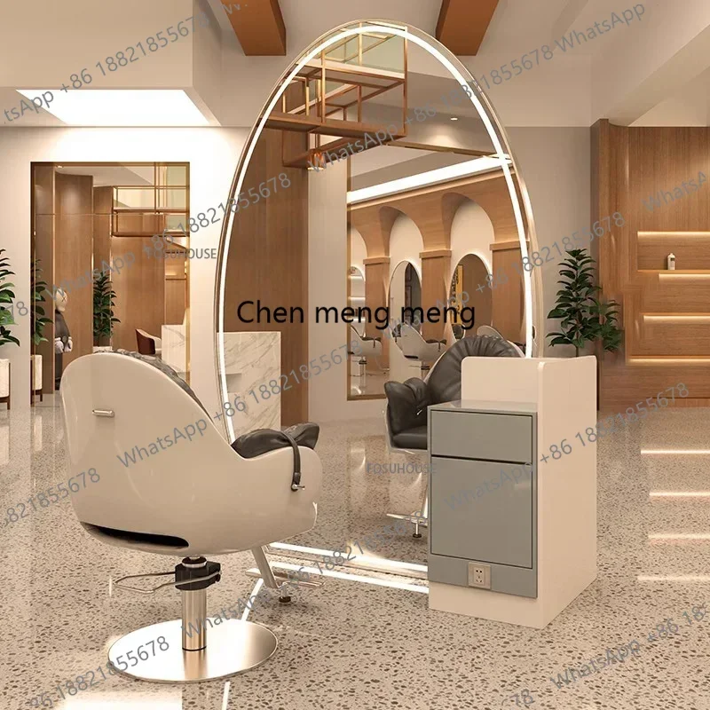z10Modern fashion Hair Salon Mirrors Barber Shop Large Round Mirror Creative Wall Mirror Hair Salon Special Dressing Table Mirro