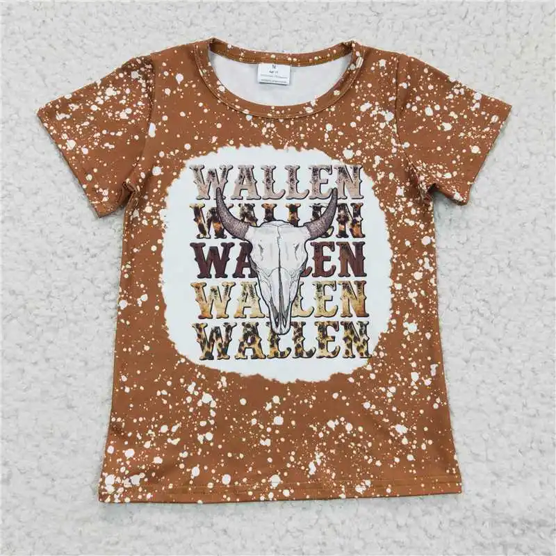 Western Cow Fashion Baby Girls Short Sleeve T-shirt Wholesale Boutique Kids Girls Clothes Leopard Toddler Girls Short T-shirts