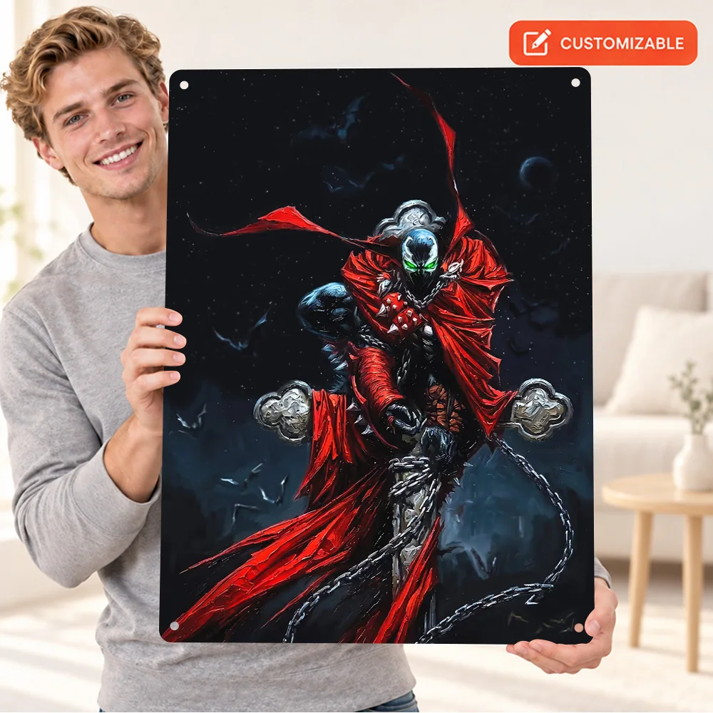 Spawn On Grave Marker Textured Metal Poster Customized Aluminum Sign Illustrated Wall Art For Creative Studio, Collector Gift
