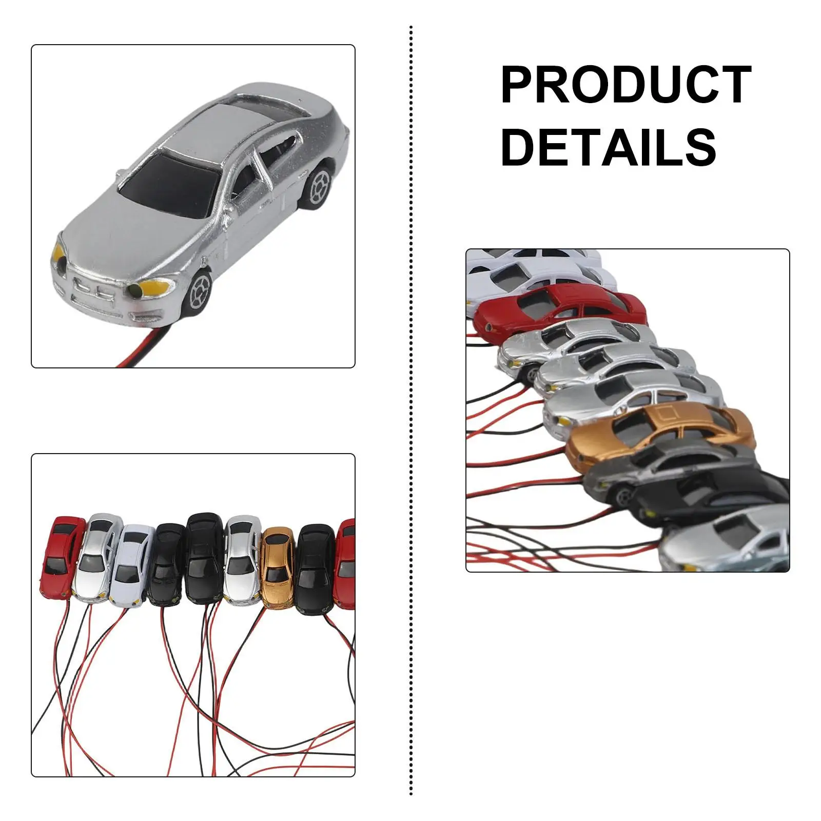 20Pcs Lighted Model Cars For N Scale Model Railways Layout Scenery Building Compatible With 12V Or 16V DC Supply