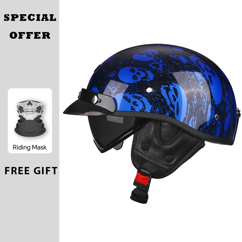 

Men Women Half Face Helmet ABS Shell Half Helmets Motorcycle Helmets Capacete De Moto DOT Moto Equipment 1/2 Open Half Helmets