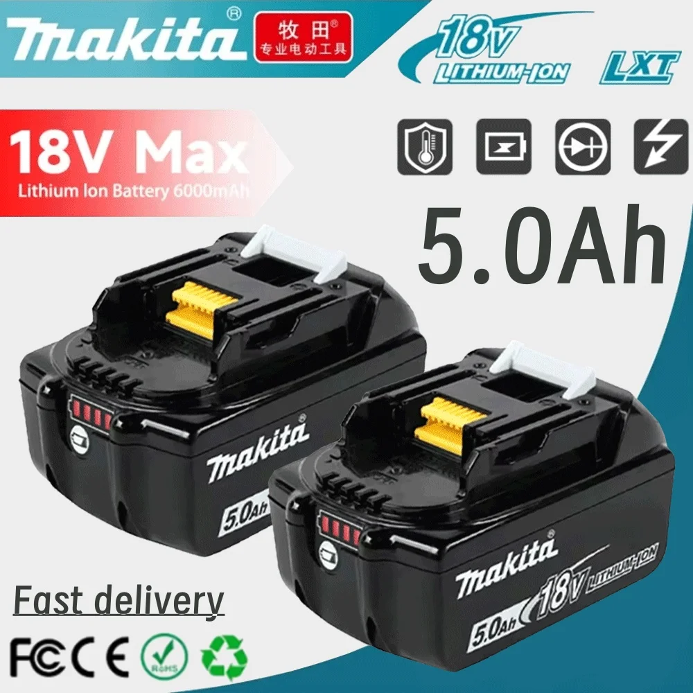 

Makita 18v battery 5AH 5000mAh Li-ion Replacement LXT BL1860B BL1850 BL1830 DHP482RFX9 BL1815 LXT400 for Cordless Drills