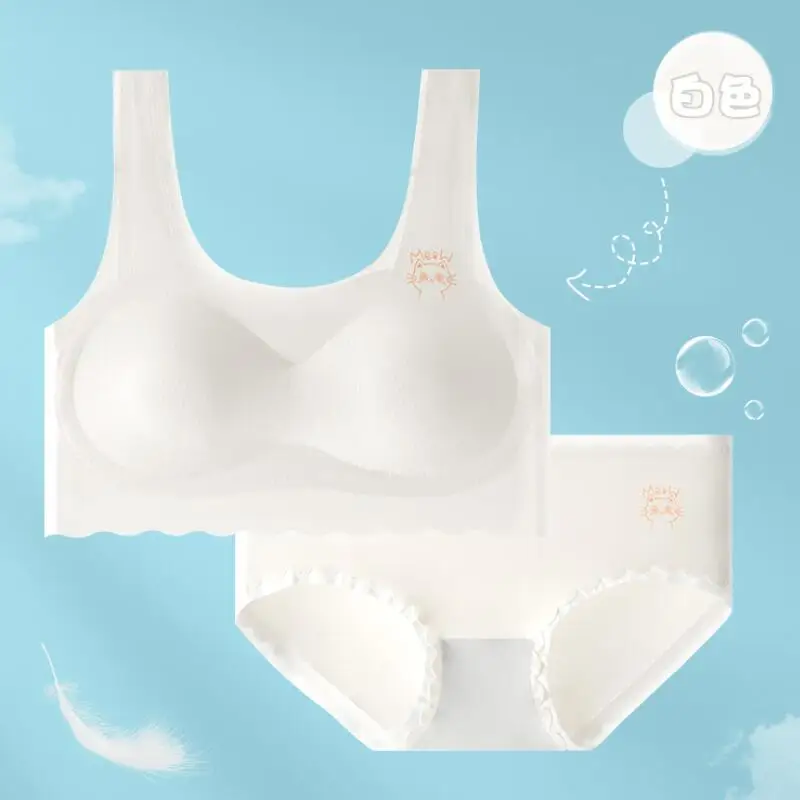여아 브래지어 및 팬티 세트, 주니어 학생 개발 단계, 아동용 심리스 브래지어 및 브리프, 십대 언더 셔츠, 2 개