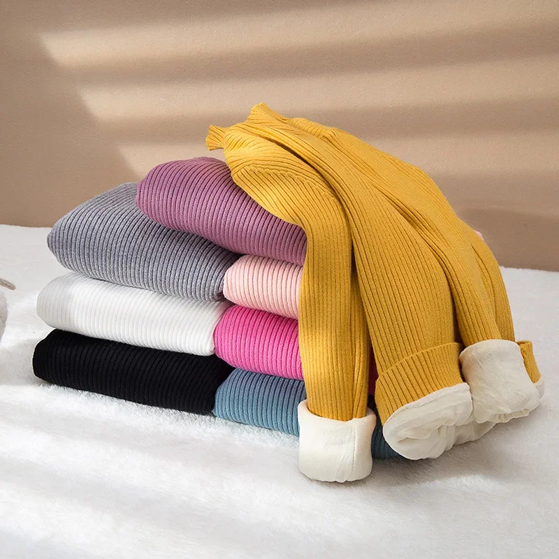 2-10T Toddler Kid Thick Sweater Baby Boy Girl Winter Warm Clothes Long Sleeve Pullover Top Stretch Basic Sweater Knitwear