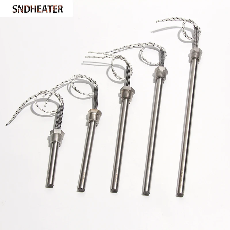 SNDHEATER 1KW Gwint Pojedyncza głowica Elektryczna rura DN15/21mm(1/2") 201SS Rura 12x100-200mm Grzałka kasetowa 110/220/380V 1szt.