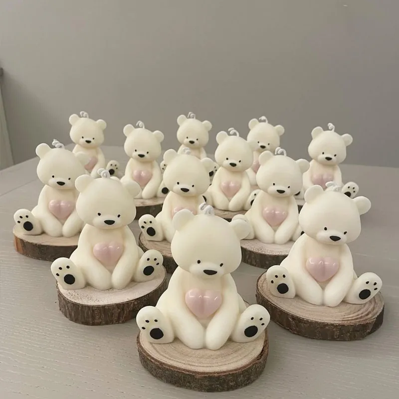 Große 3D sitzende Bär Aroma Kerze Silikonform DIY süße Tier Bär Gips Handwerk Harz Form handgemachte Seife Kerze machen Kit