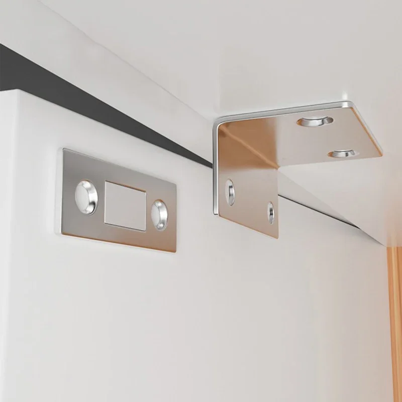 5PCS Autoadesiva Invisibile Porta Dell'armadio di Aspirazione a forma di L Porta Magnetica Chiudiporta Armadio Striscia Magnetica Patch Porta Fermaporta