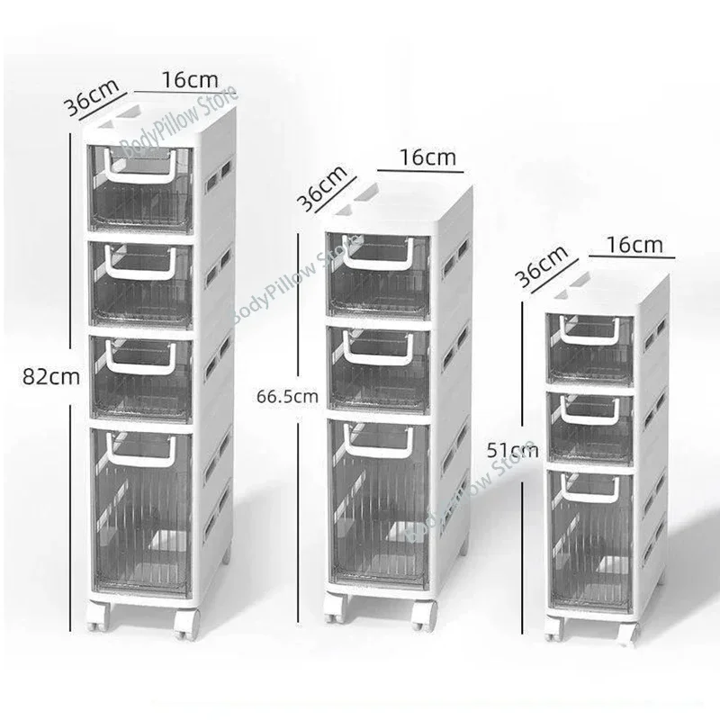 16cm Narrow Gap Bathroom Cabinet Drawer Style Home Kitchen Fridge Side  Simple  Storage Ultra   Rack A