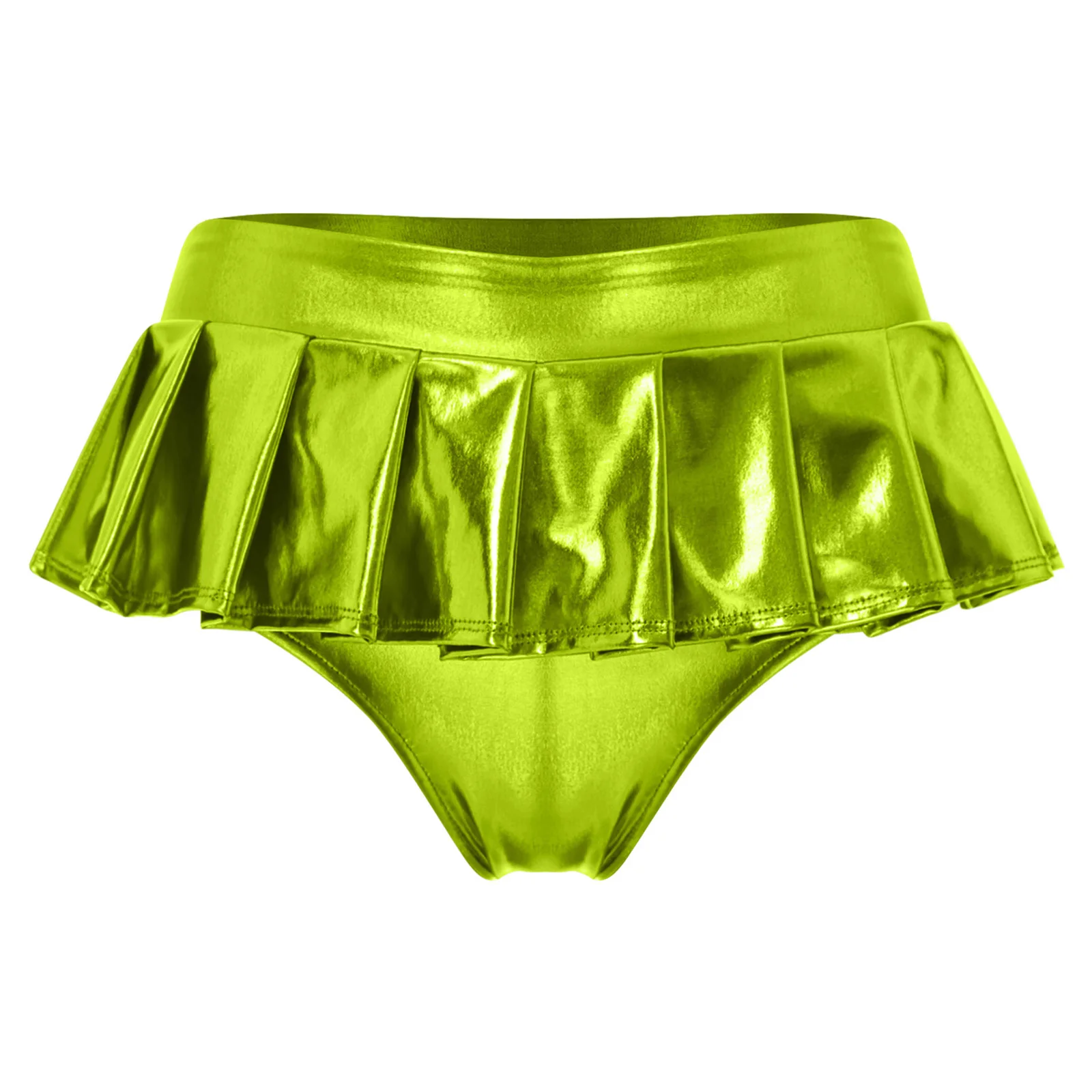 Femmes métallique brillant Mini jupe plissée jupe sous-vêtements culottes Micro Mini jupe Rave fête boîte de nuit pôle danse Costume