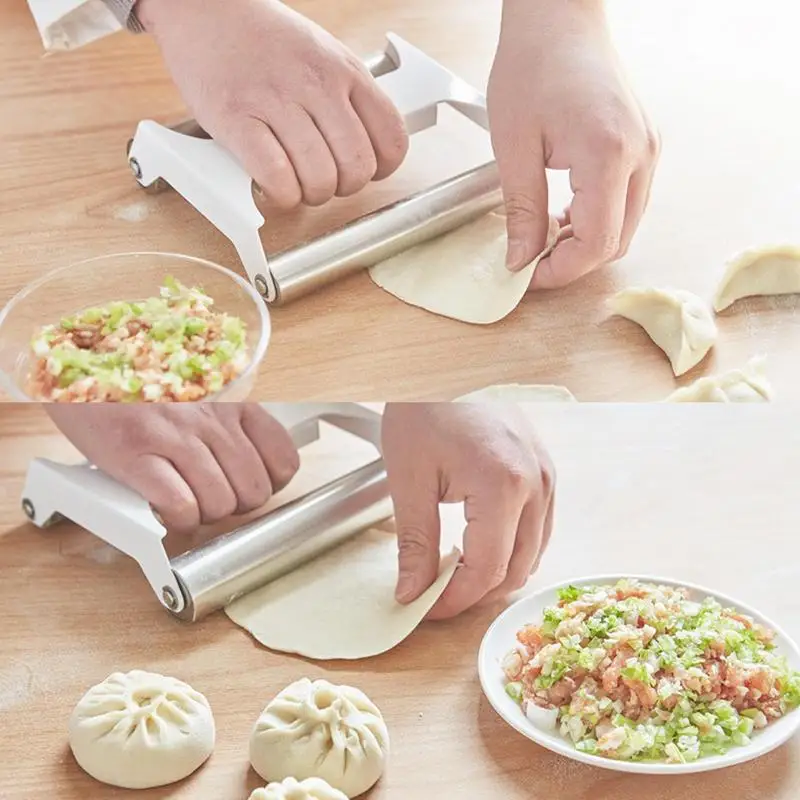 New Stainless Steel Rolling Pin Non-stick Dough Pastry Roller Kitchen Dumplings Machine Noodles Pizza Pies Baking Tools