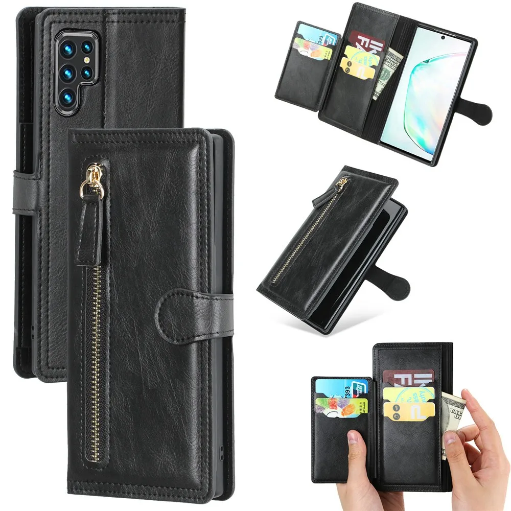 

S22 Ultra Case Retro PU Leather Case For Samsung S22 Ultra S21 Plus Card Holder Cover Galaxy Note 20 Ultra A53 A52 A72 A12 A21S