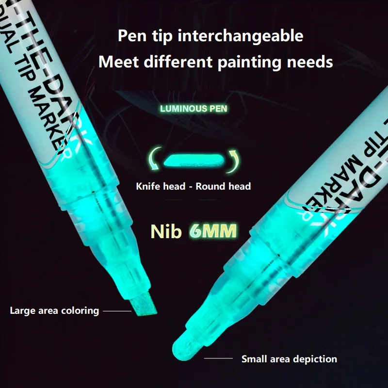 1PC 형광펜 양방향 듀얼 컬러 빛나는 그림 편지지 영구 마커 건조 지우기 냄새 없음 미술 용품