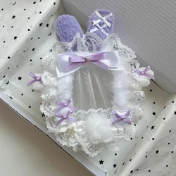 Doll Organization Bag for Toy  Anime Cartoon 10 cm Dolls PVC Transparent Bag Keychain Display Lace Ribbon  Storage Bag Case