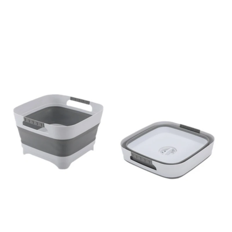 

Cubo plegable de silicona con tapón de drenaje, multiusos, para exteriores, ahorra espacio y facilita el almacenamiento.